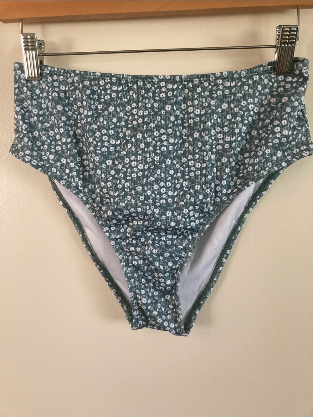 High-Waist Floral Bikini Bottom - Teal Floral